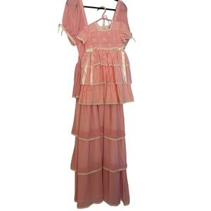 Mommy & Me Romantic Pink Tiered Maxi Dress with Puff Sleeves